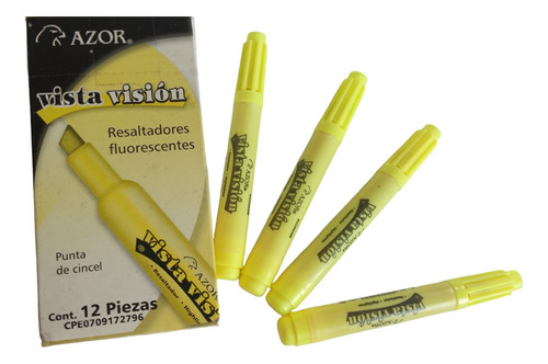 Resaltador Marcador Fluorescente 12 Ud Amarillo (pta Cincel)