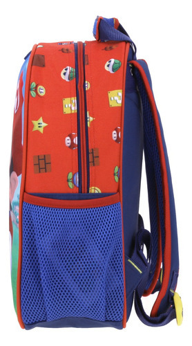 Mochila Kinder Chenson Mario Bros Escolar Mb65713 Color Azul Diseño de la tela DISEÑO