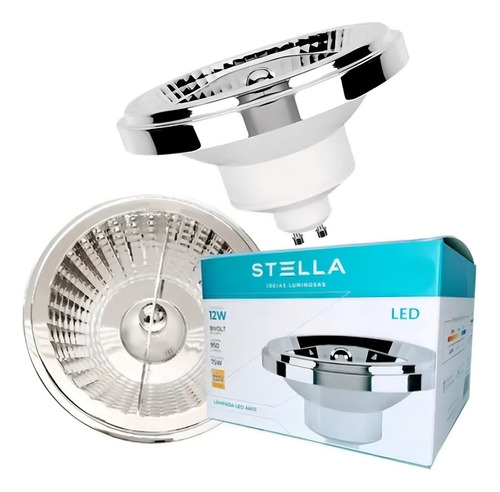 Kit 8 Lâmpada Ar111 Stella 12w 12º Dimerizável 2700k Sth6445 Luz Branco-quente 110v/220v