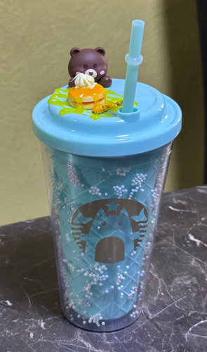 Vaso Con Tapa De Rosca Y Popote Oso