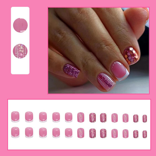 24 Piezas De Prensa Corta En Las Uñas Cuadradas Lindas Uñas