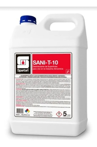 Imagen 2 de 2 de Amonio Cuaternario 5ta Spartan Concentrado X5lts Rinde 500lt