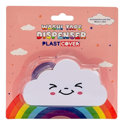 Set Cinta Adhesiva 4 Colores Washi Tape Con Dispensador Nube