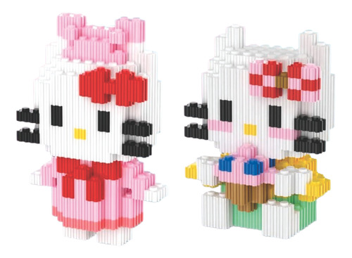 Duo Mini Bloques Armables 3d Figuras De Acción Kitty