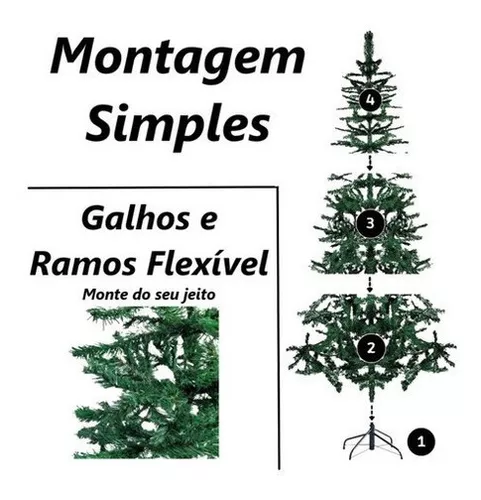 Árvore Natal Skiny 210cm 838 Galhos Enfeites Dourada Decorada Pisca-pisca  110v