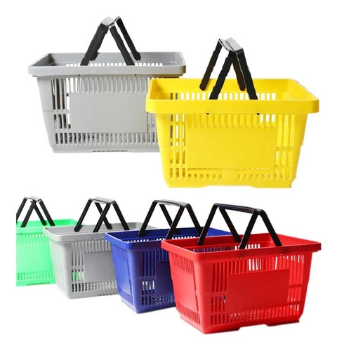 5 Canastillas Canastas Apilable De Mano Para Supermercado Blanco