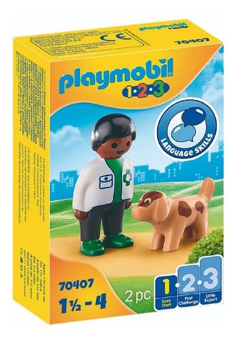 Playmobil Veterinario Con Perro Linea 123 Niños 70407 Nene