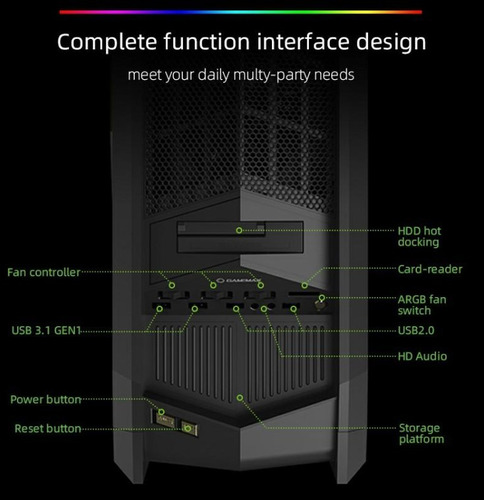 Case Gamemax Dragon Knight Argb Gaming 5 Fan Argb Full Tower