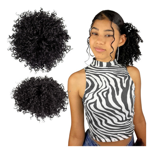 Aplique Coque Afro Puff - 120g/30cm - Textura Natural Weng Cor Coque #1 Preto