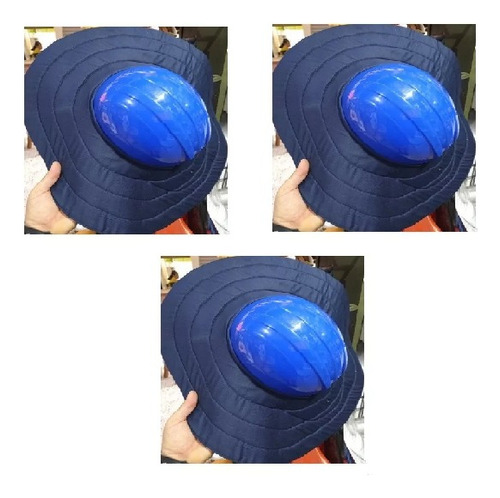 Sombrero Aleron Casco De Seguridad Color Azul X 3 Unidades