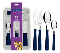 Comprar Juego Cubiertos C\u002Fcubiertero New Kolor Tramontina Azul 24pzs