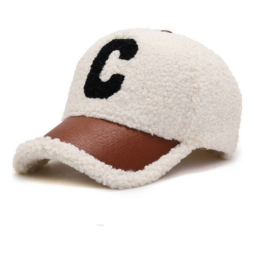 Gorra De Béisbol De Lana De Cordero Con Letras De Peluche Y