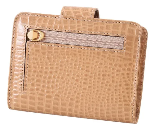 Cartera de piel genuina para mujer 175/ 174, tarjeta de documentos, color Fendi, piel de cocodrilo, diseño de tela