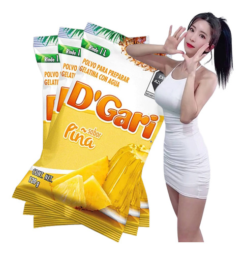 Dgari® 3 Gelatinas De Agua Sabor Piña Rinde Un Litro Wow