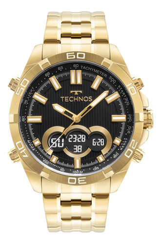 Relógio Masculino Technos Digiana Dourado  Cor do fundo Preto