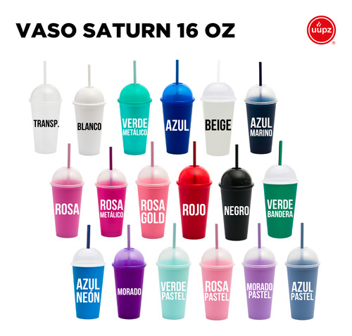 70 Vasos Con Popote De Plástico Rígido Color Combinado