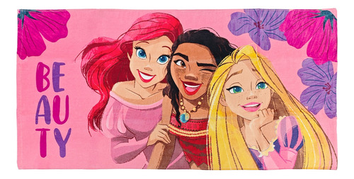 Toalla De Pincesas, Ariel, Moana Y Rapunzel Para Niñas Rosa Royal Sparkle