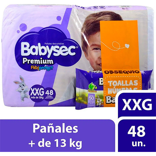 Pañales Babysec Premium Talle Xxg X48 + Toallitas Húmedas Ub