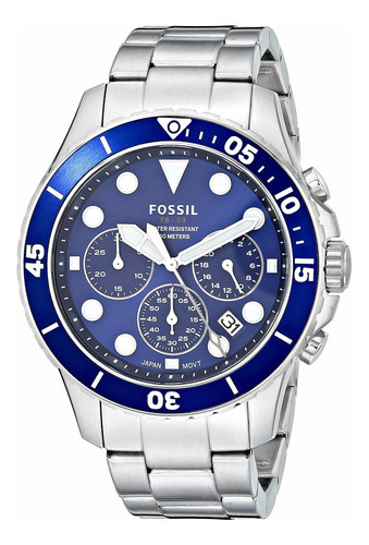 Reloj Hombre Fossil Fs5724 Cuarzo Pulso Plateado En Acero