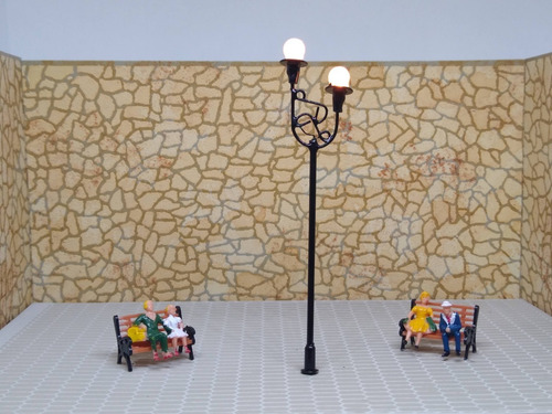 Imagen 3 de 7 de Nico 2 Farolas 2 Luces Con Arabescos 9 Cms Metal H0 (eih 09)
