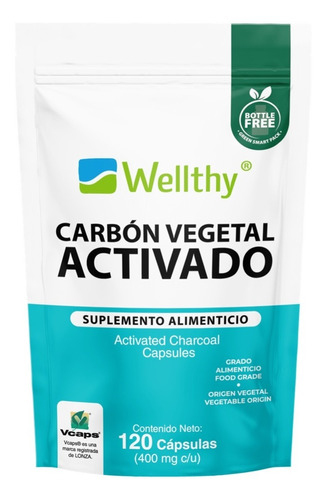 Wellthy Carbon Vegetal Activado En Cápsulas 120 Cápsulas