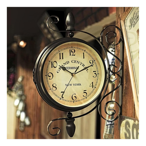 Reloj De Doble Cara, Estilo Vintage Europeo Con Marco De Met