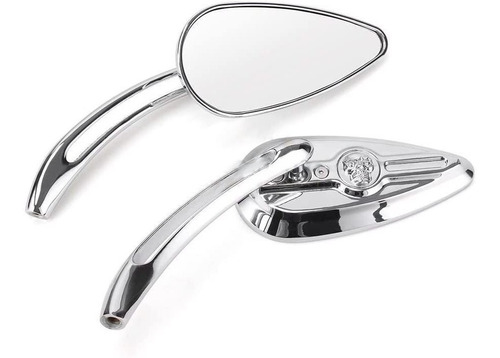 Rearview Mirrors Chrome Skull Teardrop For Harley Dyna ...