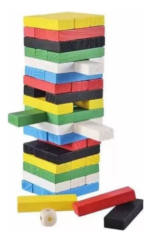 Torre De Madera Colores 54 Piezas Juego Educativo Yenga