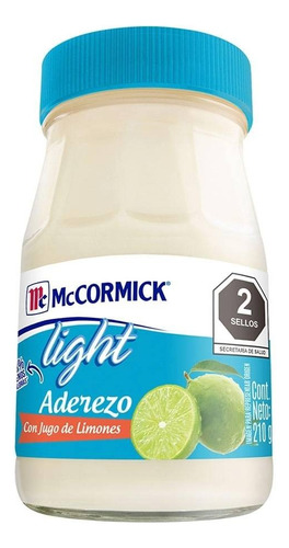 5 Pza Aderezo De Mayonesa Mccormick Light Con Limón 210 G
