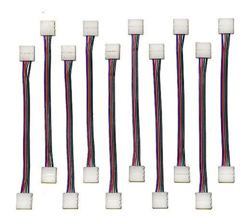 Evz 10pcs Led 5050 Conector Rgb Luz De Tira 4 Pin Conductor 