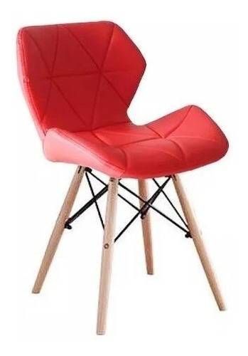 Silla De Eames Tapizado Ecocuero Mesa Escritorio Bar  Rojo