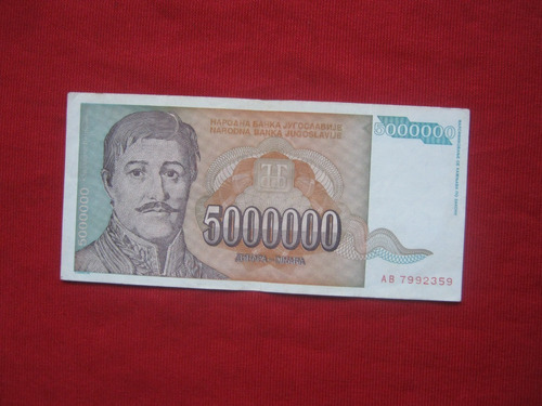 Yugoslavia 5000000 Dinara 1993