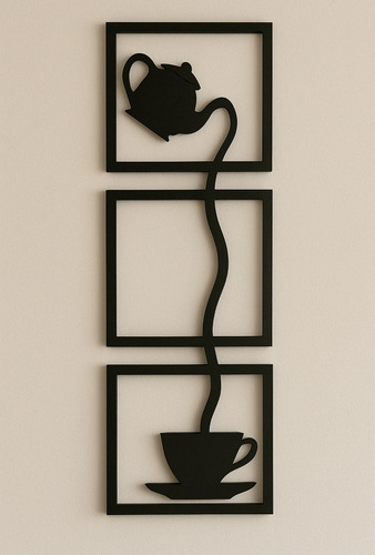 Cuadro Decorativo Con Luces Café-cocina/100 X30 Cm Negro Negro