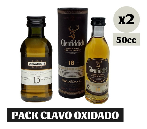 Pack Clavo Oxidado Premium Miniaturas 50cc Variedades Whisky