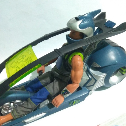 Max Steel Vehículo N-tek Moto Azul Verde Mattel 2004 (Usado)