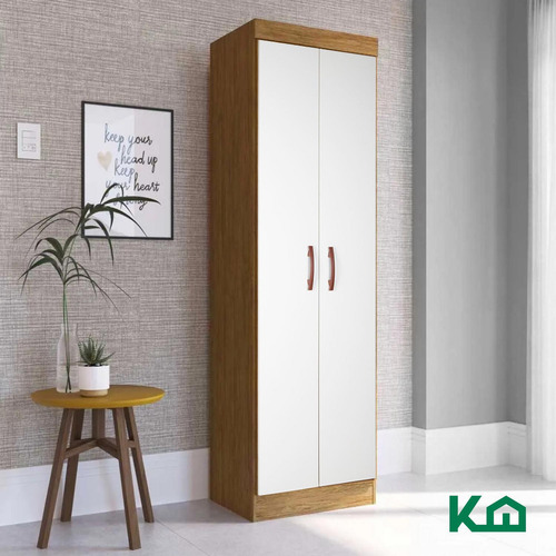 Mueble Armario Closet Mdp Multiusos 2 Puertas Con Estantes Color Nogal Kingshouse