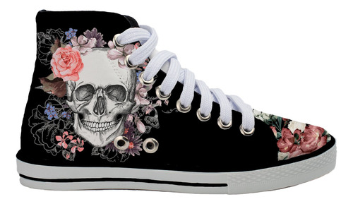 Tenis De Calavera Con Flores, Unisex