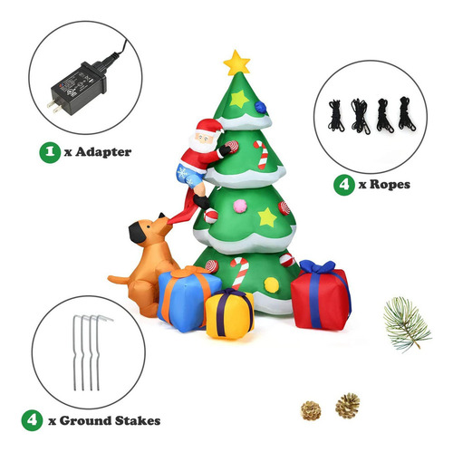 Inflable Arbol Pino De Navidad Exteriores Luz Led 2.1m