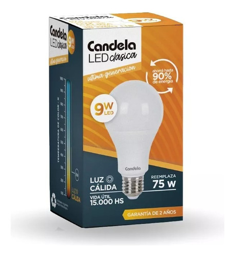 Lámpara Bulbo Led 9w E27 Luz Cálida 6519