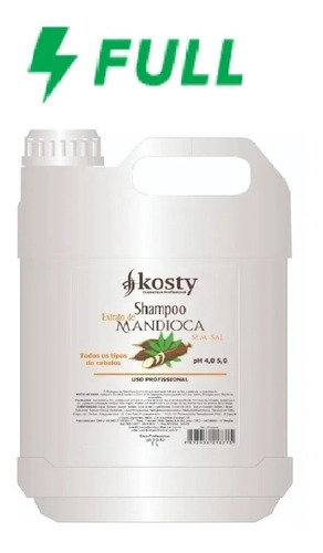 Shampoo Mandioca Profissional De 5 Litro Lavatório Kosty 