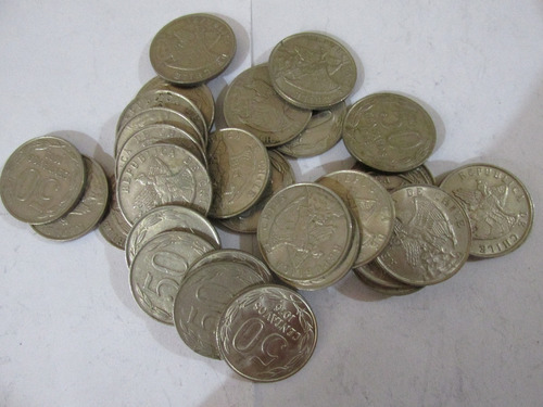 Gran Lote 32 Monedas Chile 50 Centavos Nickel Año 1975