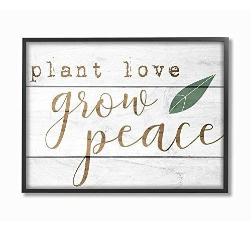 Stupell Industries Plant Love Grow Peace, Hoja Verde, Aspect