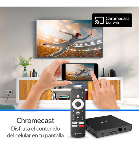 Steren Intv-1000 Sistema Android Tv Box 4k Control Remoto