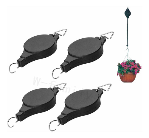 4 Pieza Polea Retractil Ajustable Para Colgar Cesta Jardin