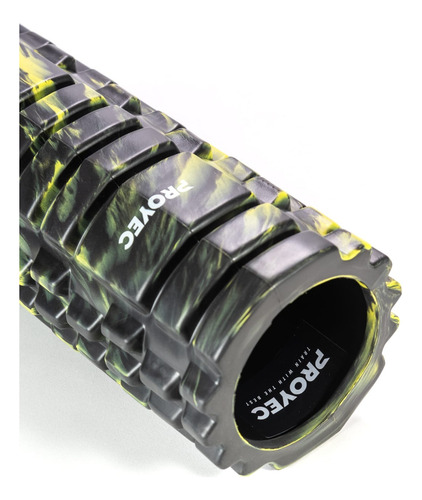 Rolo Rodillo Yoga Pilates Masajes Texturado 33 Cm Stretching Negro Y Amarillo
