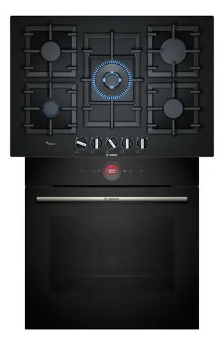 Combo Horno Eléctrico Bosch Anafe A Gas 5 Hornallas Negro