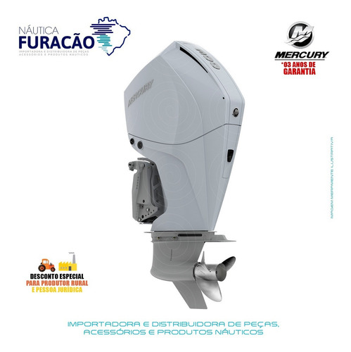 Motor De Popa Mercury 4 Tempos 300hp Cxl V8 Dts Branco