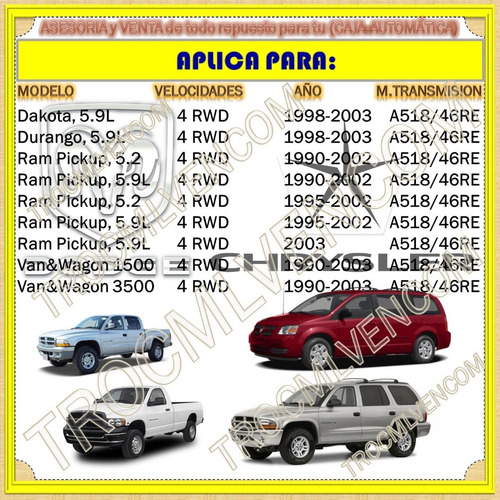Master Kit Caja A518 46re Grand Cherokee Durango Ram Pickup