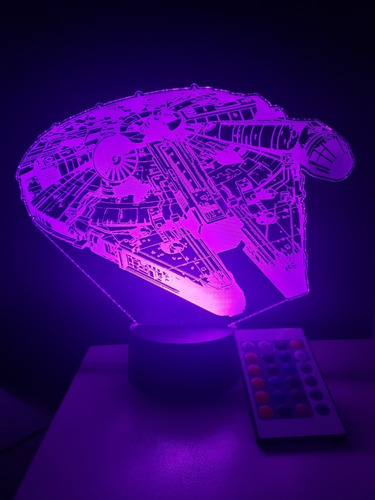 Imagen 5 de 8 de Lampara Led 3d Con Control Halcón Milenario Horizontal