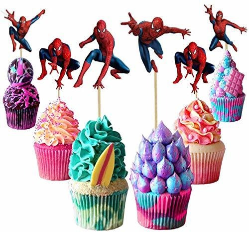 Spiderman Cupcake Toppers Spiderman Cake Toppers 24 Piezas, 